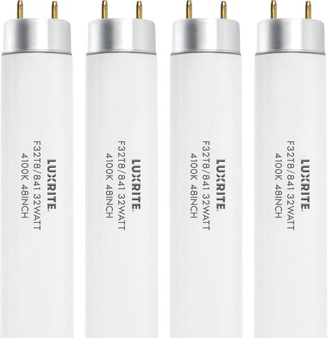 LUXRITE F32T8/841 32W 48 Inch T8 Fluorescent Tube Light Bulb, 4100K Cool White, 2800 Lumens, G13 Medium Bi-Pin Base, LR20732, 4-Pack in Saudi Arabia