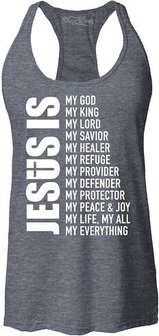 Jesus is My Everything Christian Women's Racerback Tank Top – My God My Lord My Savior Shirt Slim Fit in Kuwait