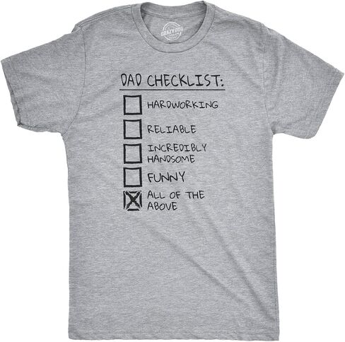 Mens Dad Checklist T Shirt Funny Fathers Day Tee Dad Gift Ideas | Funny T Shirts, Dad Joke Apparel for Men, Cool Short Sleeve, Soft Cotton Blend, Novelty Tees for Guys in Kuwait