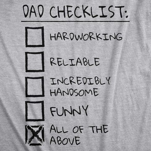 Mens Dad Checklist T Shirt Funny Fathers Day Tee Dad Gift Ideas | Funny T Shirts, Dad Joke Apparel for Men, Cool Short Sleeve, Soft Cotton Blend, Novelty Tees for Guys in Kuwait