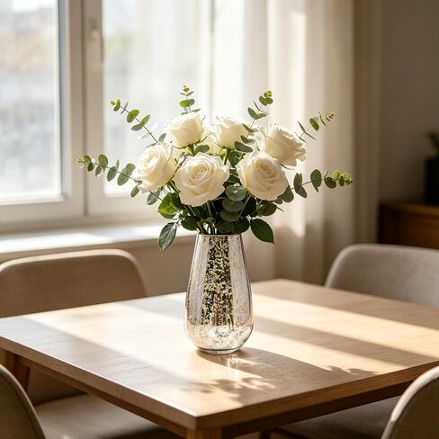 Hosley Mercury Glass Vase 8 Inch High Perfect for Kitchen, Bedroom, Living Room, Centrepieces, Office Desk Floral Arrangements in Kuwait