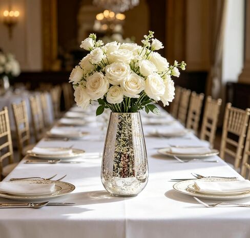 Hosley Mercury Glass Vase 8 Inch High Perfect for Kitchen, Bedroom, Living Room, Centrepieces, Office Desk Floral Arrangements in Kuwait