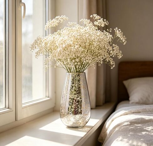Hosley Mercury Glass Vase 8 Inch High Perfect for Kitchen, Bedroom, Living Room, Centrepieces, Office Desk Floral Arrangements in Kuwait
