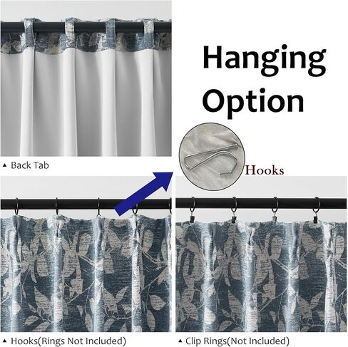 Randall Blue Leaf Print 90% Room Darkening Curtains 84 Inches Pinch Pleat Thermal Insulated Blackout Rod Pocket Botanical Jacquard Farmhouse Drapes for Living Room,2 Panels,40"x84",Blue on Beige in Kuwait