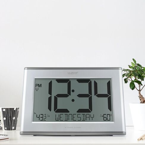 La Crosse Technology 513-63867-INT Extra-Large Slim Atomic Digital Clock with Outdoor Temperature and Humidity in Saudi Arabia