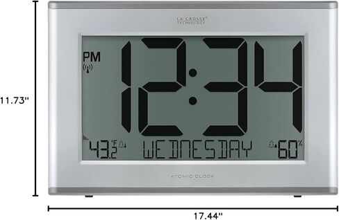 La Crosse Technology 513-63867-INT Extra-Large Slim Atomic Digital Clock with Outdoor Temperature and Humidity in Saudi Arabia