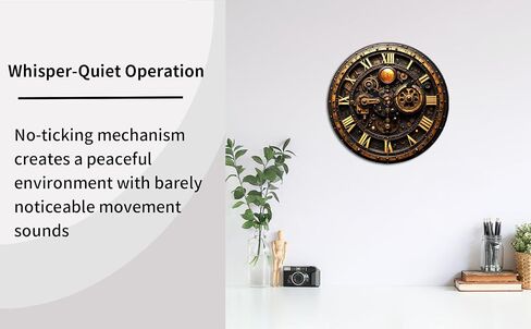 ساعة حائط بأرقام رومانية من Steampunk Gear - ساعة صامتة غير موقوتة مقاس 10 بوصة - ديكور Steampunk صناعي لغرفة المعيشة وغرفة الدراسة وغرفة النوم in Kuwait
