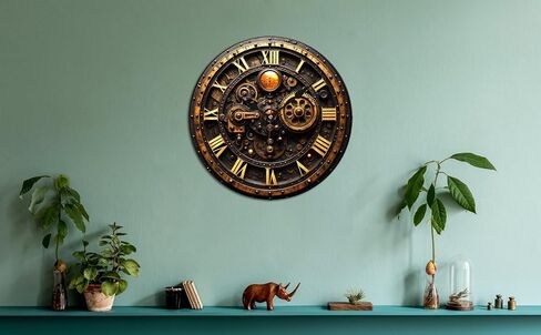 ساعة حائط بأرقام رومانية من Steampunk Gear - ساعة صامتة غير موقوتة مقاس 10 بوصة - ديكور Steampunk صناعي لغرفة المعيشة وغرفة الدراسة وغرفة النوم in Kuwait