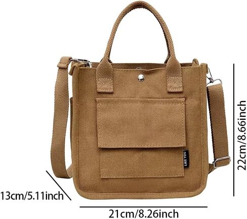 Spacious Canvas Tote Bag, Large Capacity Shoulder Bag with Multiple Pockets and Detachable Shoulder Strap, Edge Painted in Kuwait