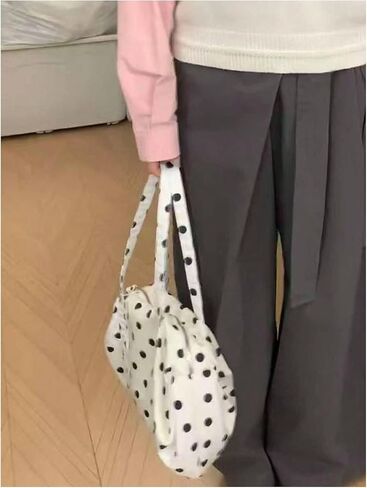 حقيبة كتف نسائية من MakeMeChic ذات نقاط بولكا بمقبض علوي وحقيبة يد بولينج لطيفة ريترو in Kuwait