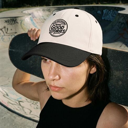 Bad Decisions Make Good Stories Adjustable Embroidered Baseball Cap,Funny Trucker Hats for Men Women,Snapback Cap Black in Kuwait