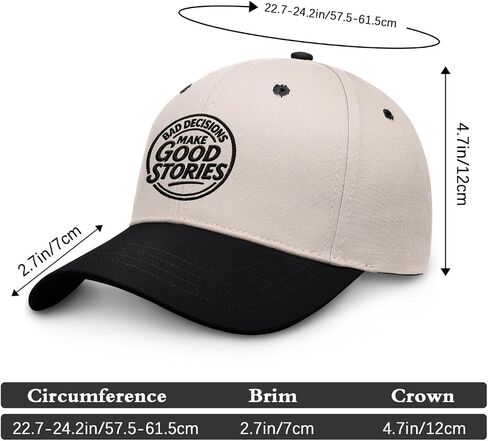 Bad Decisions Make Good Stories Adjustable Embroidered Baseball Cap,Funny Trucker Hats for Men Women,Snapback Cap Black in Kuwait
