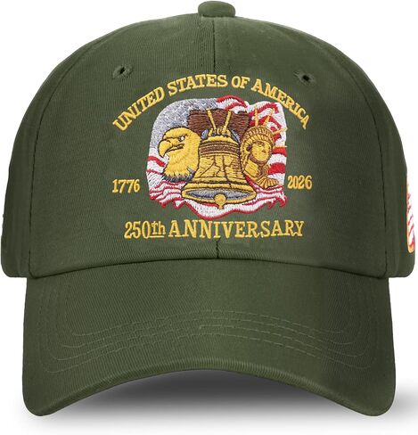 250 Anniversary USA Hat - 250 Year American Anniversary Hat Eagle Liberty Bell Statue of Liberty Patriotic Embroidered Hats in Saudi Arabia