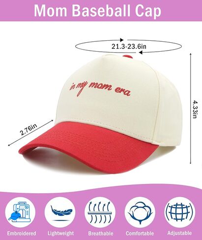 in My Mom Era Hat, Mom Hat for Women Adjustable Embroidered Baseball Cap, Mother's Day Birthday Gifts for Mama from Daughter Son in Kuwait