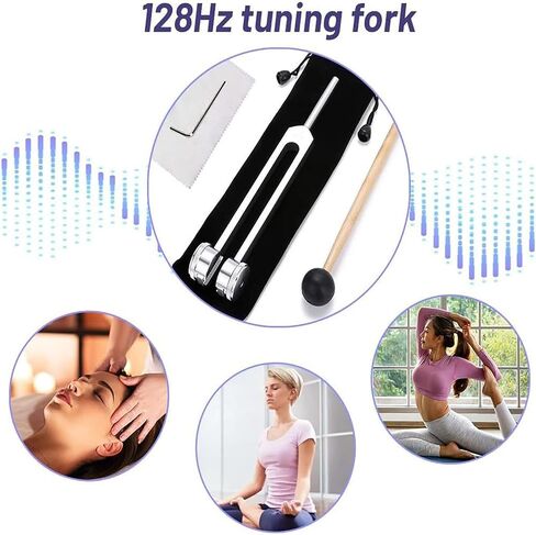 the 128hz Therapy Instrument, Tuning Forks for Healing, Metal Sound Vibration Tool for Relaxation, Includes Mallet, Storage Pouch in Kuwait