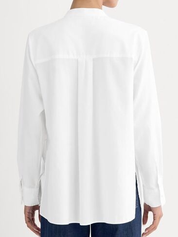 SUNNOW Women Pleated Shirt with Voluminous Sleeves, Hidden Placket & Side Slits - Elegant Blouse in Saudi Arabia