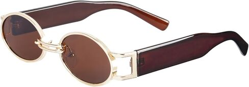 Retro Oval Sunglasses for Women Men Trendy Gold Shades Vacation Fashion Accessories UV400 Protection JX2116 in Kuwait