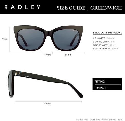RADLEY London GREENWICH نظارات شمسية نسائية على شكل فراشة، 55 مم، حماية من الأشعة فوق البنفسجية 400 in Kuwait