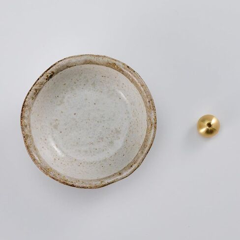 Asayu Japanese Small Mini Incense Holder for Sticks 3.3 inch (83mm), Made in Japan Ceramic Ash Catcher and Brass Incense Burner Set for Yoga, Meditation (Small Pearl Incense Holder) in Kuwait
