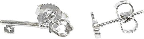 Alex and Ani Women's Post Earrings Skeleton Key, Sterling Silver, One Size in Kuwait