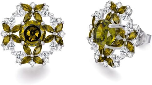 Charm Flower Stud Earrings for Women 925 Sterling Silver Floral Birthstone Earrings for Mother Wife Her in Saudi Arabia