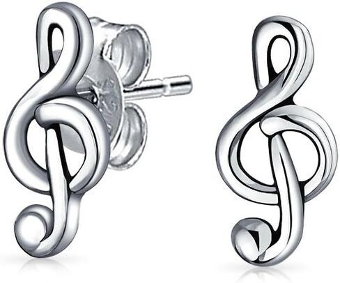Bling Jewelry Tiny Delicate Music Student Teacher G Treble Clef Note Stud Earrings For Musician For Women Teen .925 Sterling Silver in Kuwait