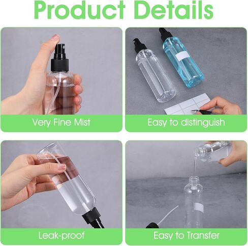 MAQUITA 50 Pcs 3.4 oz Spray Bottles Fine Mist Cleaning Bottles Clear Empty Plastic Travel Spray Refillable Sprayer with Cap for Cleaning Solutions Oils Travel Perfumes in Saudi Arabia