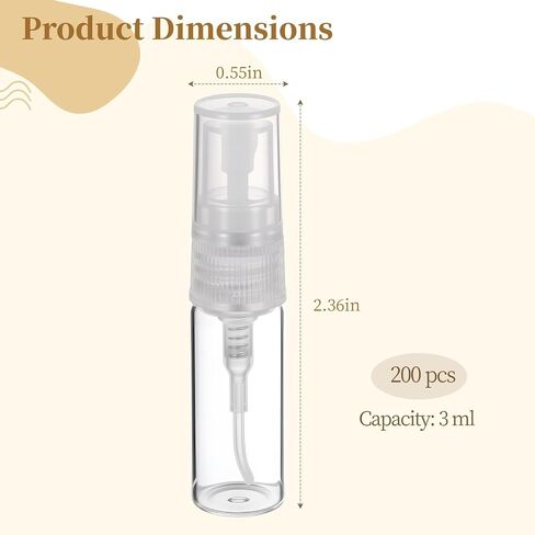 200 قطعة من زجاجات الرذاذ الصغيرة، زجاجات عطر صغيرة بحجم 3 مل، زجاجات عينات عطر للسفر قابلة لإعادة الملء، زجاجات رذاذ بحجم مناسب للسفر للعطر والزيوت العطرية ورذاذ الوجه والمزيد in Kuwait
