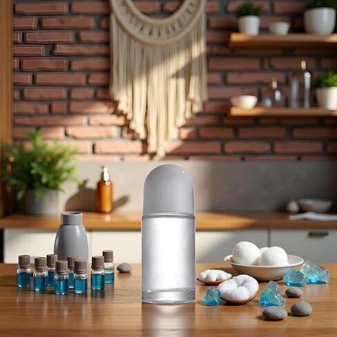 2Pcs White 50ML Glass Empty Roller Bottles with Plastic Roller Ball, Deodorant Roll On Containers Leak Proof Massage Ball Bottles with Cap for Essential Oil Perfume Cosmetics in Kuwait