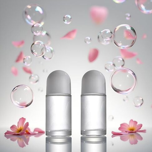 2Pcs White 50ML Glass Empty Roller Bottles with Plastic Roller Ball, Deodorant Roll On Containers Leak Proof Massage Ball Bottles with Cap for Essential Oil Perfume Cosmetics in Kuwait