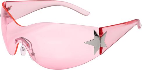 Y2K Rimless Sunglasses for Women Men,Trendy Shield Wrap Around Sunglasses,Oversized Fashion Frameless Sun Glasses in Saudi Arabia