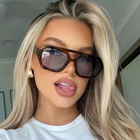 YAMEIZE 70s نظارات شمسية سداسية بجسر مزدوج - نظارات شمسية كلاسيكية للطيارين نظارات هندسية مربعة للقيادة للنساء والرجال in Kuwait
