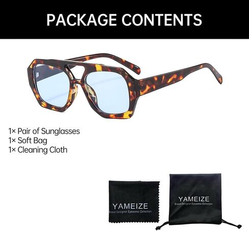 YAMEIZE 70s نظارات شمسية سداسية بجسر مزدوج - نظارات شمسية كلاسيكية للطيارين نظارات هندسية مربعة للقيادة للنساء والرجال in Kuwait