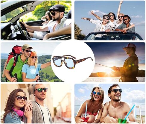 YAMEIZE 70s نظارات شمسية سداسية بجسر مزدوج - نظارات شمسية كلاسيكية للطيارين نظارات هندسية مربعة للقيادة للنساء والرجال in Kuwait