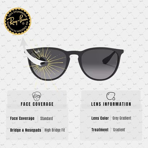 Ray-Ban RB4171 ERIKA CLASSIC Sunglasses with Matte Rubber Black Frame With Grey Gradient 54mm Lenses Includes an Official Eyewear Kit in Saudi Arabia
