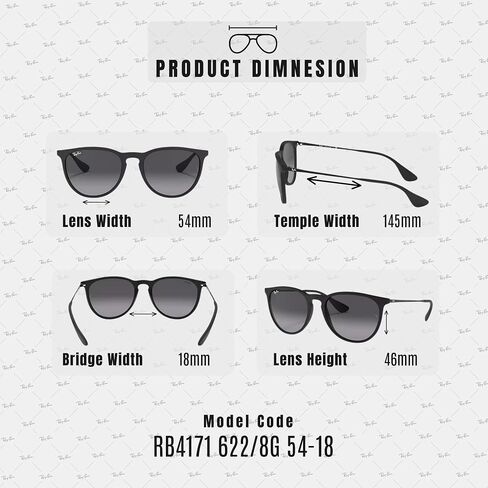 Ray-Ban RB4171 ERIKA CLASSIC Sunglasses with Matte Rubber Black Frame With Grey Gradient 54mm Lenses Includes an Official Eyewear Kit in Saudi Arabia