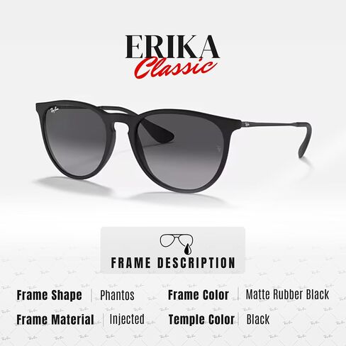 Ray-Ban RB4171 ERIKA CLASSIC Sunglasses with Matte Rubber Black Frame With Grey Gradient 54mm Lenses Includes an Official Eyewear Kit in Saudi Arabia