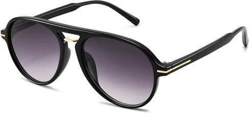 Hycredi Retro Aviator Sunglasses for Women Men, Trendy Double Bridge Sun Glasses,70s 80s Classic Shades in Saudi Arabia