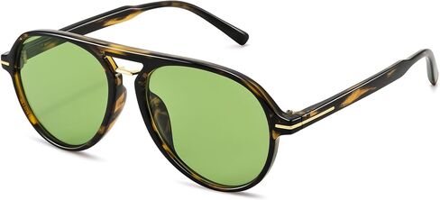 Hycredi Retro Aviator Sunglasses for Women Men, Trendy Double Bridge Sun Glasses,70s 80s Classic Shades in Saudi Arabia