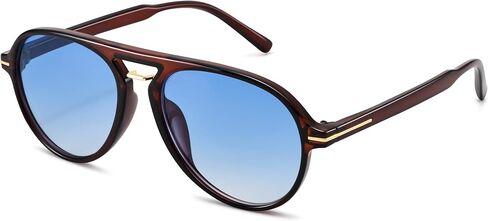 Hycredi Retro Aviator Sunglasses for Women Men, Trendy Double Bridge Sun Glasses,70s 80s Classic Shades in Saudi Arabia