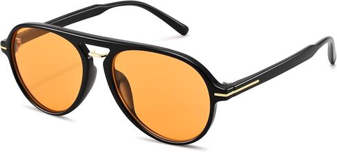 Hycredi Retro Aviator Sunglasses for Women Men, Trendy Double Bridge Sun Glasses,70s 80s Classic Shades in Saudi Arabia