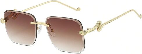 1 Pair Women's Gradient Square Frameless Unique Snake Metal Leg Vintage Street Style Fashion Fashion Sunglasses in Kuwait