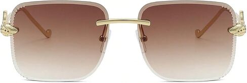1 Pair Women's Gradient Square Frameless Unique Snake Metal Leg Vintage Street Style Fashion Fashion Sunglasses in Kuwait