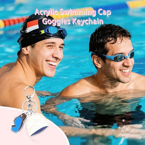 Swimming Cap Goggles Keychain for Backpack Acrylic Keychain Clip Swimming Bag Accessories Pool Gifts for Swimmer Swim Lovers Coach Stuff Souvenirs Swim Team Key Chain Gift Ideas in Kuwait