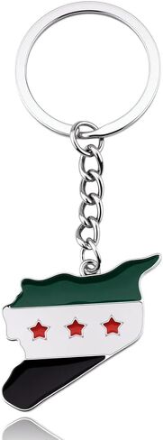 Syria Map Keychain for Women Men Syrian Flag Keychain for Syrians Birthday Christmas Gift for Teens Boys Girls Patriot National Pride Gift for Women Men Travelers Country Map Key Chain for Friends in Saudi Arabia