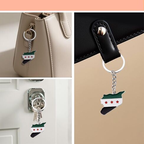 Syria Map Keychain for Women Men Syrian Flag Keychain for Syrians Birthday Christmas Gift for Teens Boys Girls Patriot National Pride Gift for Women Men Travelers Country Map Key Chain for Friends in Saudi Arabia