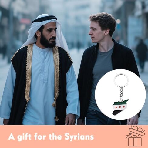 Syria Map Keychain for Women Men Syrian Flag Keychain for Syrians Birthday Christmas Gift for Teens Boys Girls Patriot National Pride Gift for Women Men Travelers Country Map Key Chain for Friends in Saudi Arabia