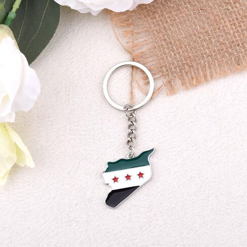 Syria Map Keychain for Women Men Syrian Flag Keychain for Syrians Birthday Christmas Gift for Teens Boys Girls Patriot National Pride Gift for Women Men Travelers Country Map Key Chain for Friends in Saudi Arabia