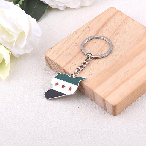 Syria Map Keychain for Women Men Syrian Flag Keychain for Syrians Birthday Christmas Gift for Teens Boys Girls Patriot National Pride Gift for Women Men Travelers Country Map Key Chain for Friends in Saudi Arabia