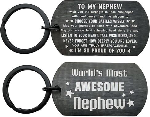 Gifts for Nephew - World's Best Awesome Nephew Keychain - Nephew's Birthday Graduation Gifts from Aunt Uncle in Saudi Arabia
